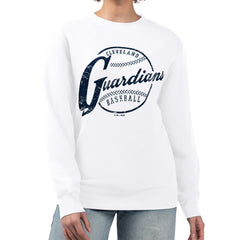 Cleveland Guardians G-III 4Her by Carl Banks Women's Distressed Baseball Team Fleece Pullover Sweatshirt - MLB