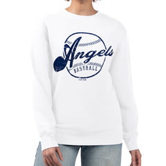Los Angeles Angels G-III 4Her by Carl Banks Women's Distressed Baseball Team Fleece Pullover Sweatshirt - MLB