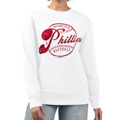 Philadelphia Phillies G-III 4Her by Carl Banks Women's Distressed Baseball Team Fleece Pullover Sweatshirt - MLB