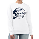 New York Yankees G-III 4Her by Carl Banks Women's Distressed Baseball Team Fleece Pullover Sweatshirt - MLB