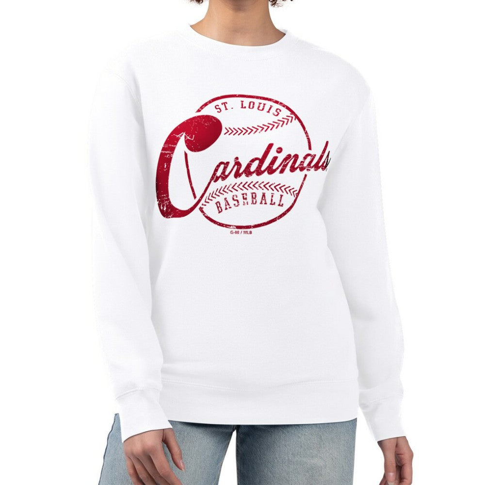 St. Louis Cardinals G-III 4Her by Carl Banks Women's Distressed Baseball Team Fleece Pullover Sweatshirt - MLB
