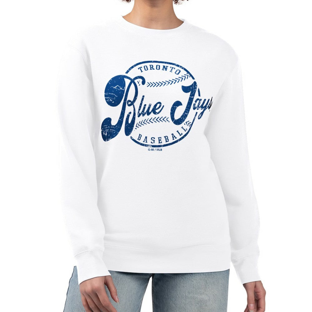 Toronto Blue Jays G-III 4Her by Carl Banks Women's Distressed Baseball Team Fleece Pullover Sweatshirt - MLB