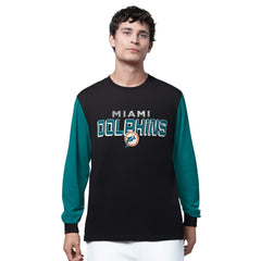 Miami Dolphins Starter Thursday Night Gridiron Long Sleeve T-Shirt Black/Aqua | NFL