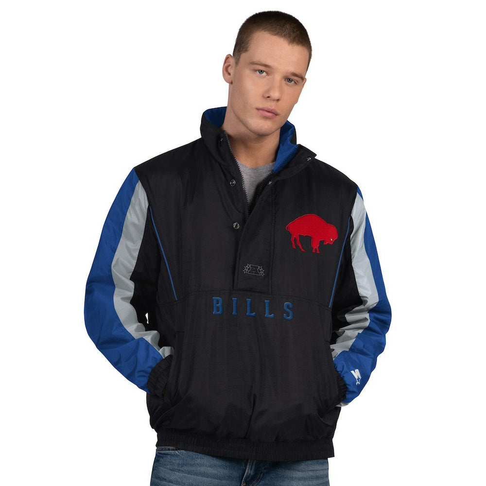 Buffalo Bills Starter Thursday Night Gridiron Vintage Logo Half-Zip Jacket Black | NFL