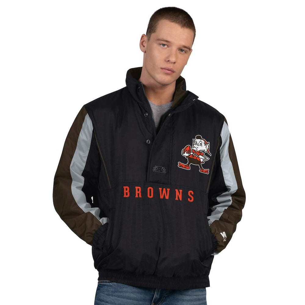 Cleveland Browns Starter Thursday Night Gridiron Vintage Logo Half-Zip Jacket Black | NFL