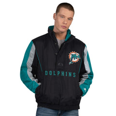 Miami Dolphins Starter Thursday Night Gridiron Vintage Logo Half-Zip Jacket Black | NFL