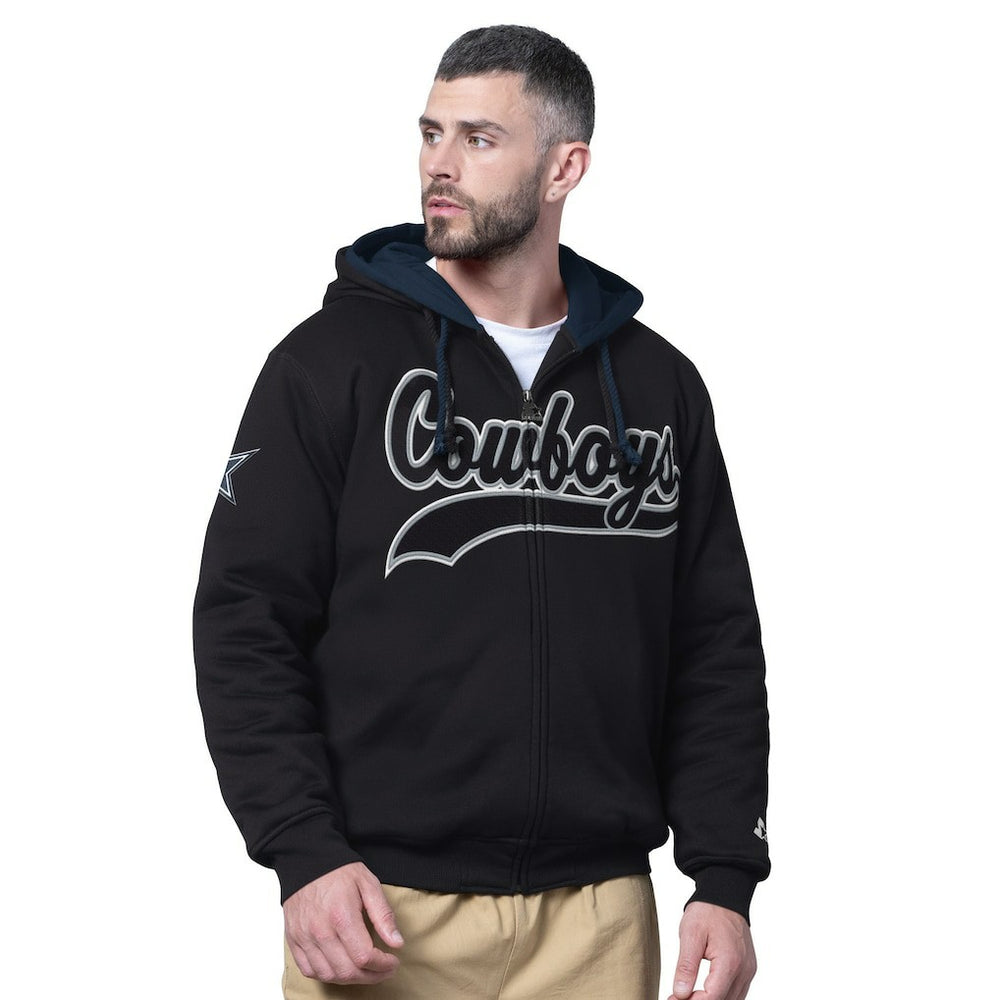 Dallas Cowboys Starter Big Shot Full-Zip Double Hoodie Black | NFL