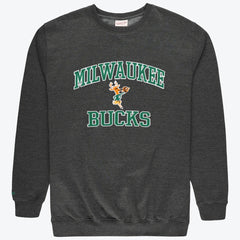 Milwaukee Bucks Hardwood Classics Big & Tall Crewneck Sweatshirt Heather Charcoal - NBA