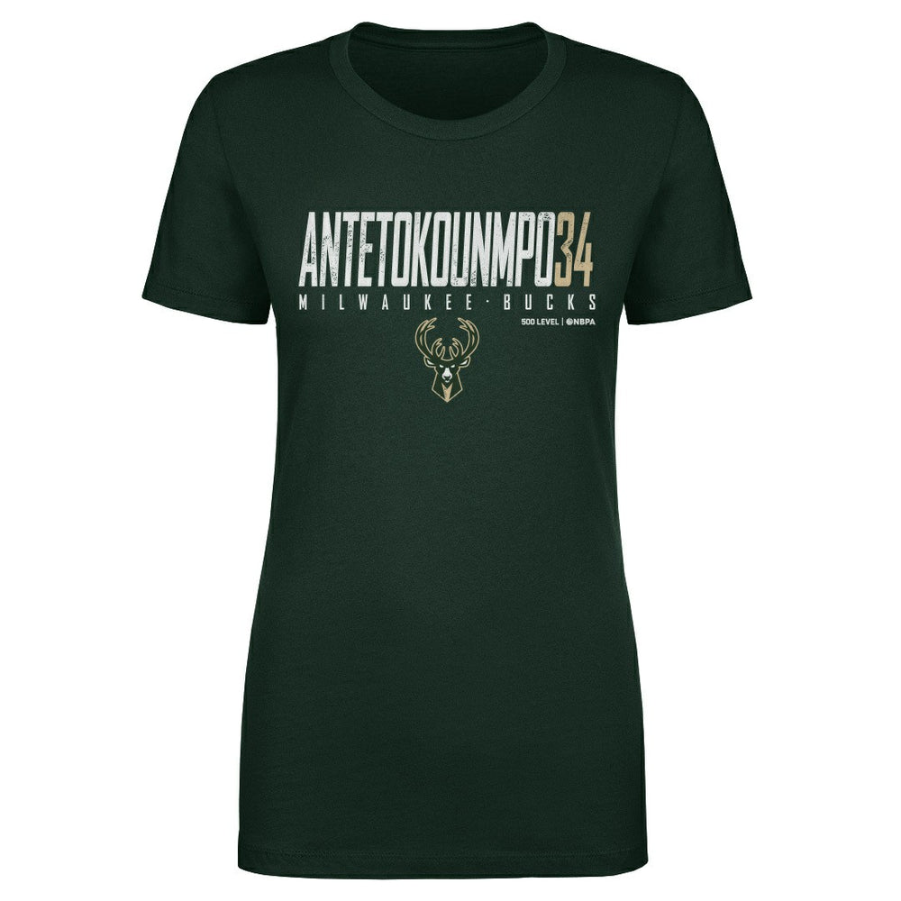 Giannis Antetokounmpo Milwaukee Bucks 500 Level Women's Elite T-Shirt Hunter Green - NBA