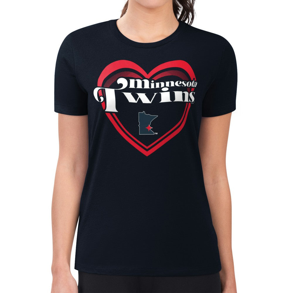 Minnesota Twins G-III 4Her by Carl Banks Women's Super-Slim Fit Lightweight Double Heart T-Shirt - MLB