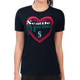 Seattle Mariners G-III 4Her by Carl Banks Women's Super-Slim Fit Lightweight Double Heart T-Shirt - MLB
