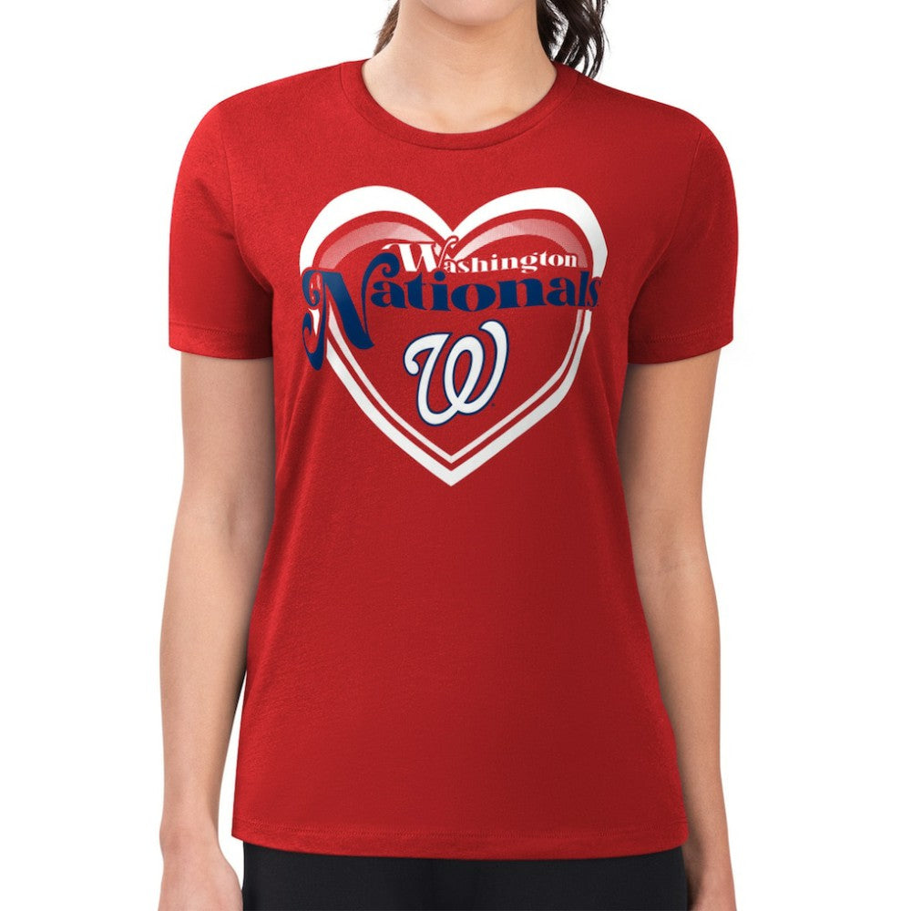 Washington Nationals G-III 4Her by Carl Banks Women's Super-Slim Fit Lightweight Double Heart T-Shirt - MLB