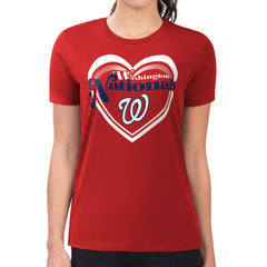 Washington Nationals G-III 4Her by Carl Banks Women's Super-Slim Fit Lightweight Double Heart T-Shirt - MLB