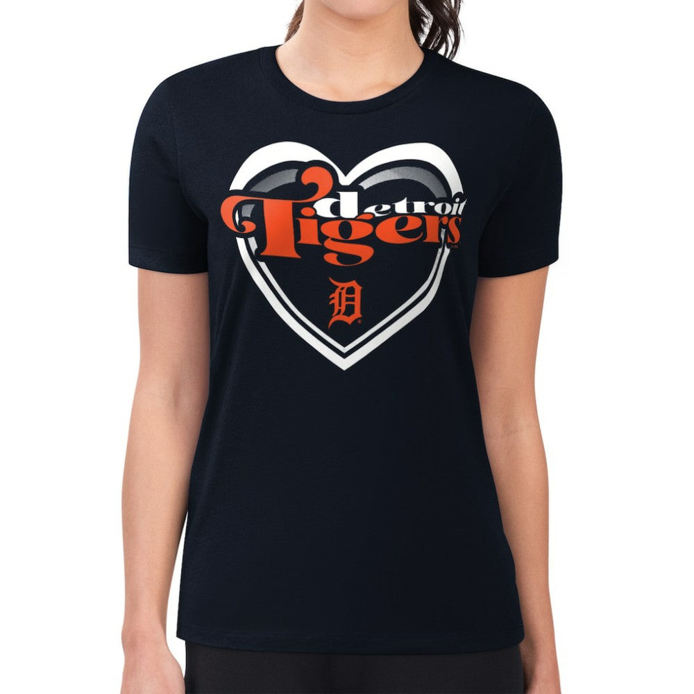 Detroit Tigers G-III 4Her by Carl Banks Women's Super-Slim Fit Lightweight Double Heart T-Shirt - MLB