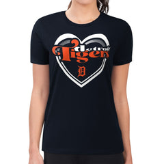 Detroit Tigers G-III 4Her by Carl Banks Women's Super-Slim Fit Lightweight Double Heart T-Shirt - MLB