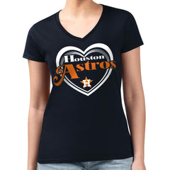 Houston Astros G-III 4Her by Carl Banks Women's Super-Slim Fit Lightweight Double Heart V-Neck T-Shirt - MLB