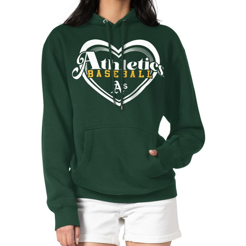 Athletics G-III 4Her by Carl Banks Women's Double Heart Fleece Pullover Hoodie - MLB