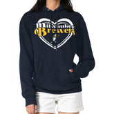 Milwaukee Brewers G-III 4Her by Carl Banks Women's Double Heart Fleece Pullover Hoodie - MLB