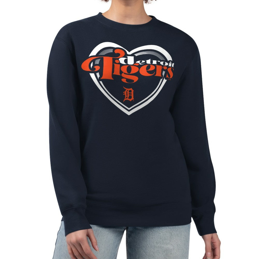 Detroit Tigers G-III 4Her by Carl Banks Women's Double Heart Fleece Pullover Sweatshirt - MLB