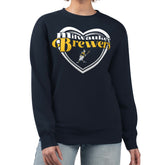 Milwaukee Brewers G-III 4Her by Carl Banks Women's Double Heart Fleece Pullover Sweatshirt - MLB