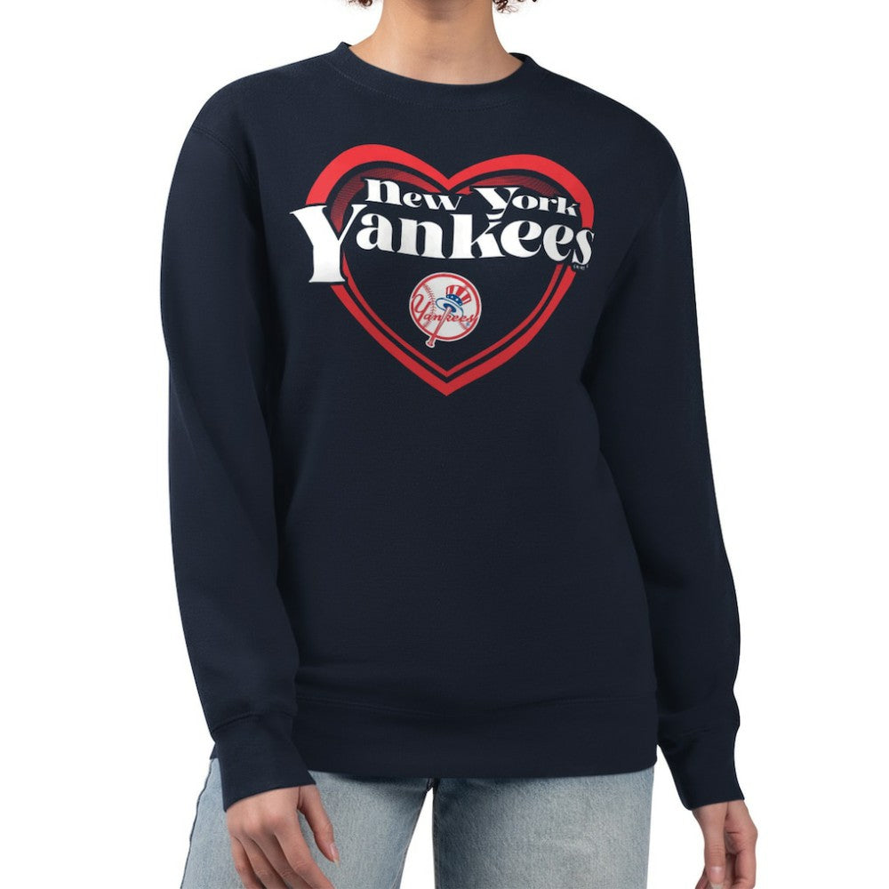 New York Yankees G-III 4Her by Carl Banks Women's Double Heart Fleece Pullover Sweatshirt - MLB