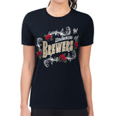 Milwaukee Brewers G-III 4Her by Carl Banks Women's Super-Slim Fit Lightweight Retro Roses T-Shirt - MLB