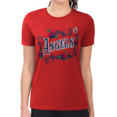Los Angeles Angels G-III 4Her by Carl Banks Women's Super-Slim Fit Lightweight Retro Roses T-Shirt - MLB