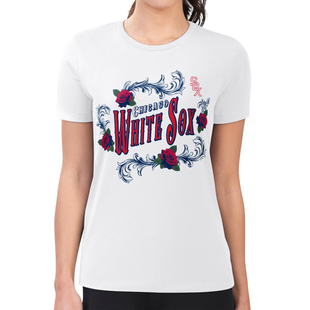 Chicago White Sox G-III 4Her by Carl Banks Women's Super-Slim Fit Lightweight Retro Roses T-Shirt - MLB
