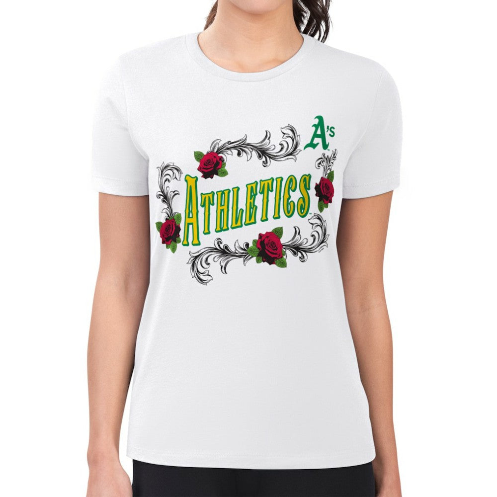 Athletics G-III 4Her by Carl Banks Women's Super-Slim Fit Lightweight Retro Roses T-Shirt - MLB