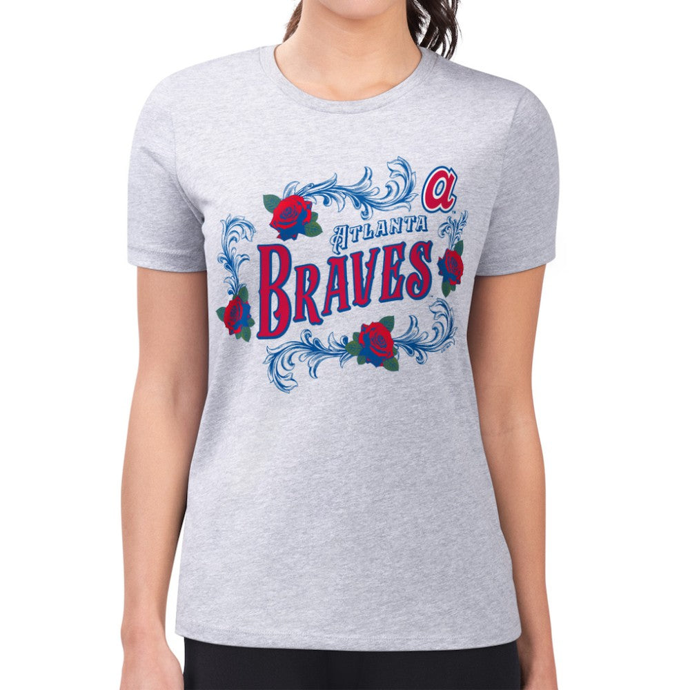 Atlanta Braves G-III 4Her by Carl Banks Women's Super-Slim Fit Lightweight Retro Roses T-Shirt - MLB