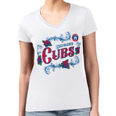 Chicago Cubs G-III 4Her by Carl Banks Women's Super-Slim Fit Lightweight Retro Roses V-Neck T-Shirt - MLB