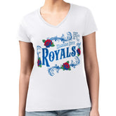 Kansas City Royals G-III 4Her by Carl Banks Women's Super-Slim Fit Lightweight Retro Roses V-Neck T-Shirt - MLB