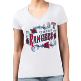 Texas Rangers G-III 4Her by Carl Banks Women's Super-Slim Fit Lightweight Retro Roses V-Neck T-Shirt - MLB