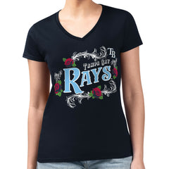 Tampa Bay Rays G-III 4Her by Carl Banks Women's Super-Slim Fit Lightweight Retro Roses V-Neck T-Shirt - MLB