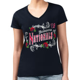 Washington Nationals G-III 4Her by Carl Banks Women's Super-Slim Fit Lightweight Retro Roses V-Neck T-Shirt - MLB