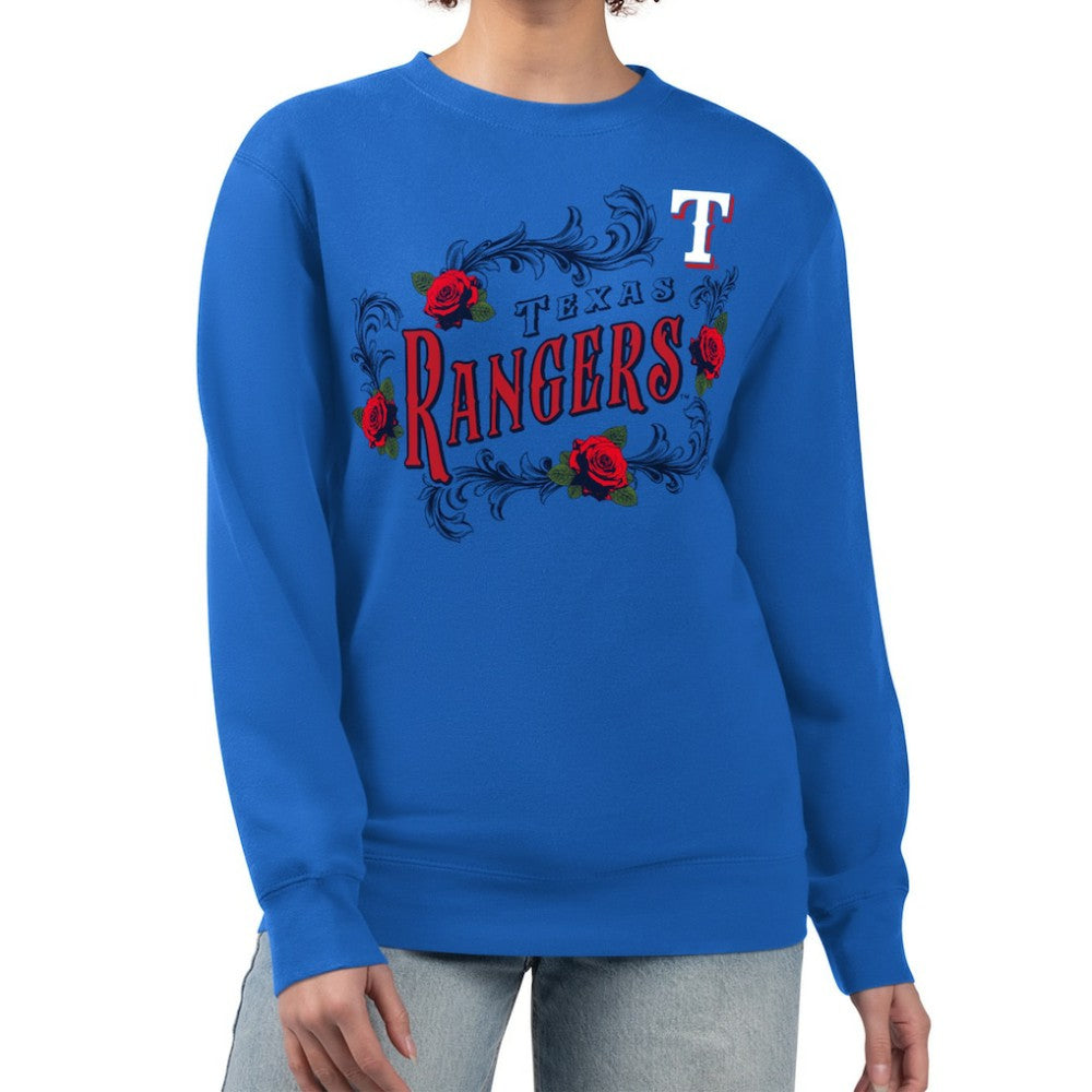 Texas Rangers G-III 4Her by Carl Banks Women's Retro Roses Fleece Pullover Sweatshirt - MLB