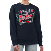 Boston Red Sox G-III 4Her by Carl Banks Women's Retro Roses Fleece Pullover Sweatshirt - MLB