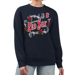 Boston Red Sox G-III 4Her by Carl Banks Women's Retro Roses Fleece Pullover Sweatshirt - MLB