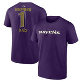 Baltimore Ravens #1 Dad Jersey T-Shirt Purple | NFL