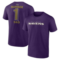 Baltimore Ravens #1 Dad Jersey T-Shirt Purple | NFL