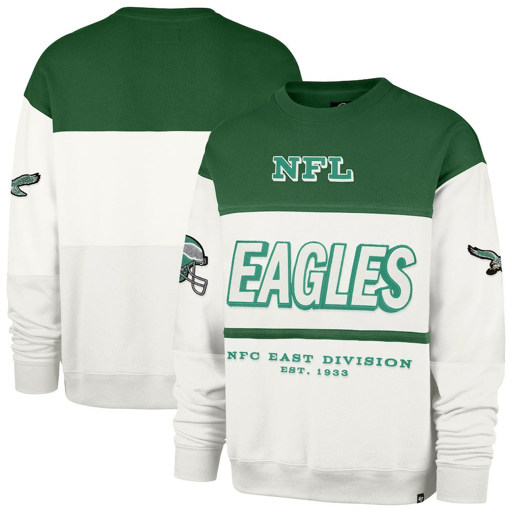 Philadelphia Eagles '47 Throwback Breeze Maximalist Sweatshirt Kelly Green/Cream | 47 brand