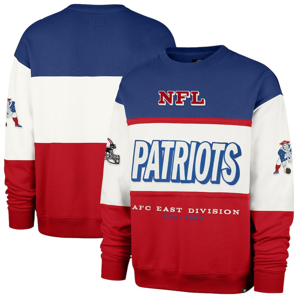 New England Patriots '47 Throwback Breeze Maximalist Sweatshirt Royal/Red | 47 brand