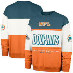 Miami Dolphins '47 Throwback Breeze Maximalist Sweatshirt Aqua/Orange | 47 brand