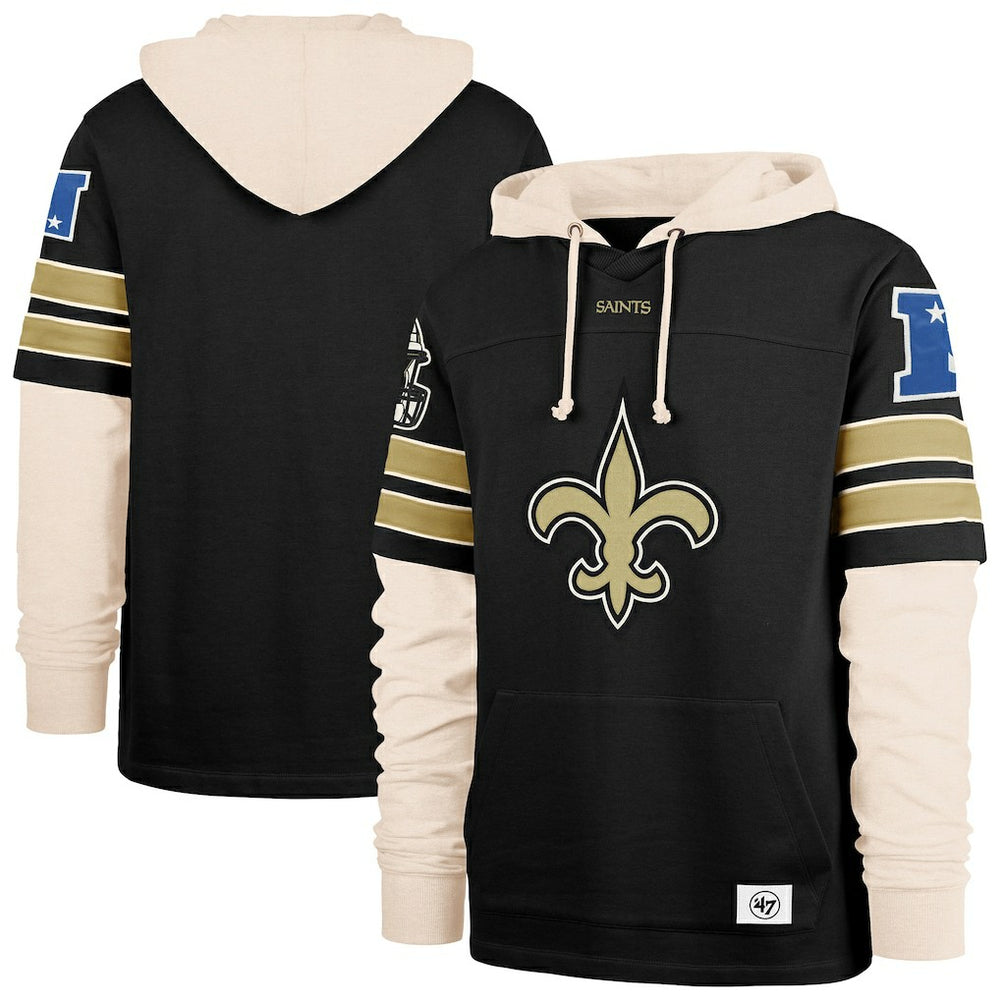New Orleans Saints '47 Split Zone Cornerback Duo Hoodie Black | 47 brand