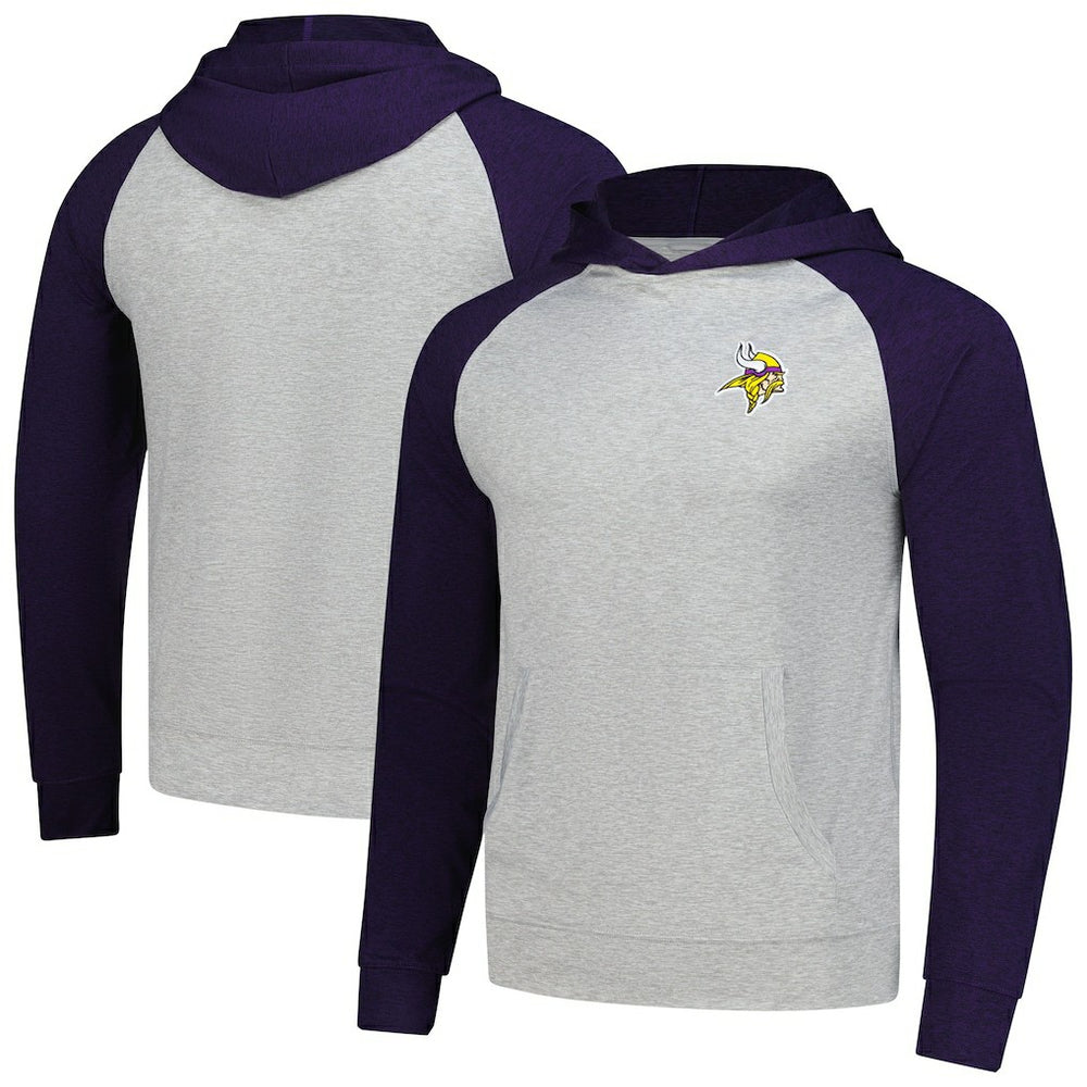 Minnesota Vikings Antigua Urgent Pullover Hoodie Heather Gray/Purple | NFL