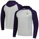 Minnesota Vikings Antigua Urgent Pullover Hoodie Heather Gray/Purple | NFL