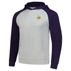 Minnesota Vikings Antigua Urgent Pullover Hoodie Heather Gray/Purple | NFL