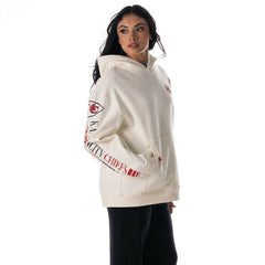 Kansas City Chiefs The Wild Collective Unisex Stacked Graphic Sleeve Fleece Hoodie Cream | NFL