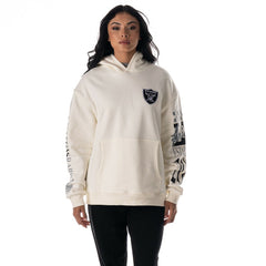 Las Vegas Raiders The Wild Collective Unisex Stacked Graphic Sleeve Fleece Hoodie Cream | NFL