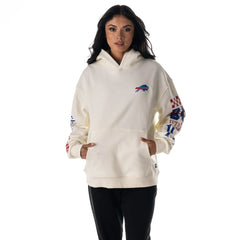 Buffalo Bills The Wild Collective Unisex Stacked Graphic Sleeve Fleece Hoodie Cream | NFL